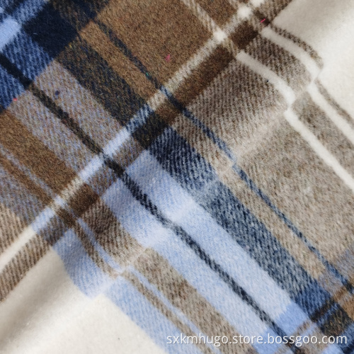 CVC Polyester Cotton Flannel Check Twill Shirt Fabric
